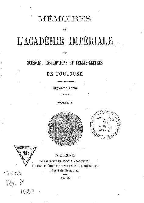 Mémoires de lAcadémie royale des sciences 1865